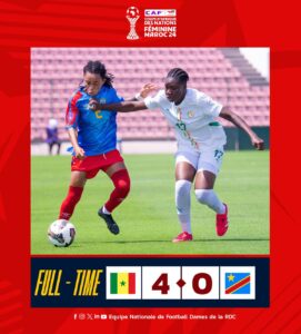 Lire la suite à propos de l’article CAN Féminine 2024 : Les Léopards dames s’inclinent face aux Lionnes du Sénégal (0-4)