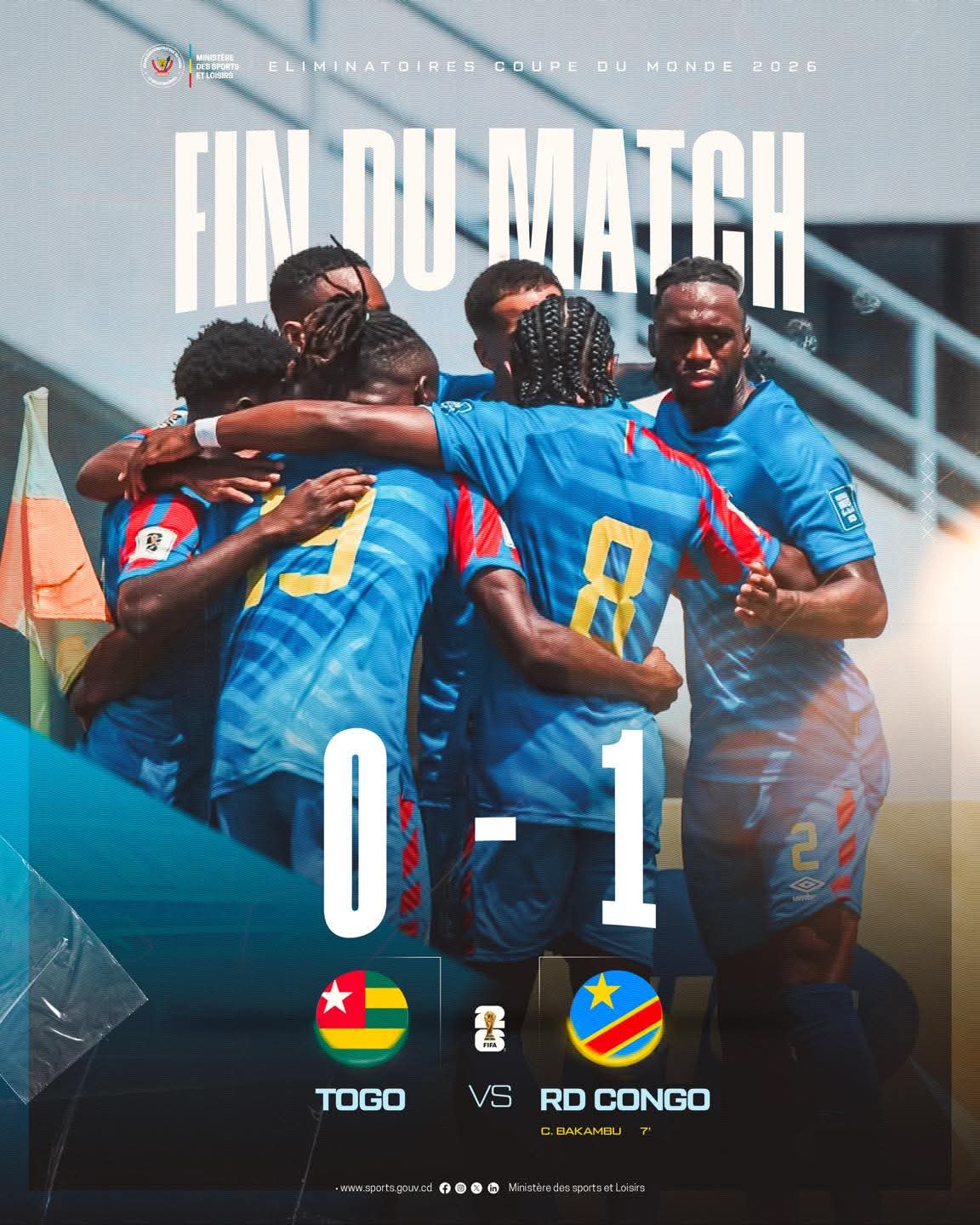 Eliminatoires mondial 2026 : la RDC ramène trois points de Lomé face au Togo (1-0)